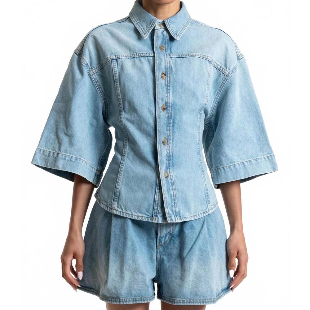 NEW HAIKURE lilas denim top in paradise wash